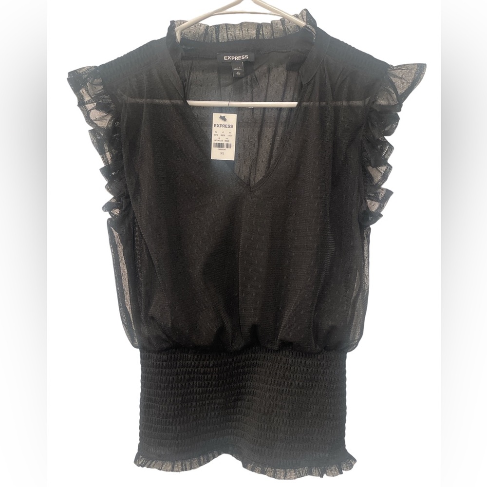 Express Black V-Neck Blouse, Size XS, NWT